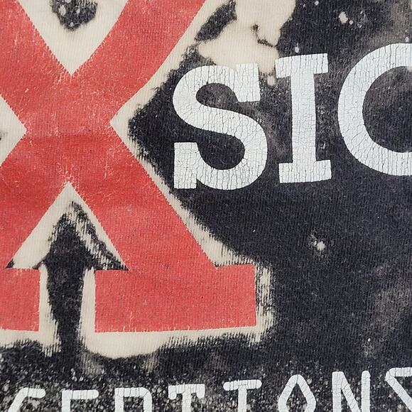 Vintage 90s Mission X Statement Shirt XL 23x27 Bleached Black Fire Flames - Picture 7 of 14